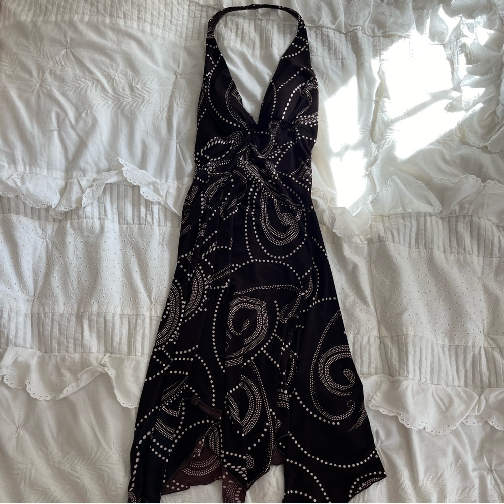 Vintage y2k brown detailed halter dress